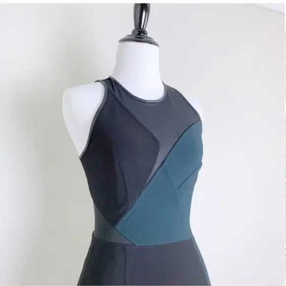 Yigal Azrouel Green & Black Mesh Bodycon Dress Sleeveless Women's Size 4 - Picture 4 of 12